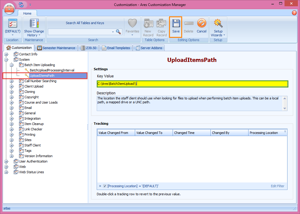 UploadItemsPath customization key